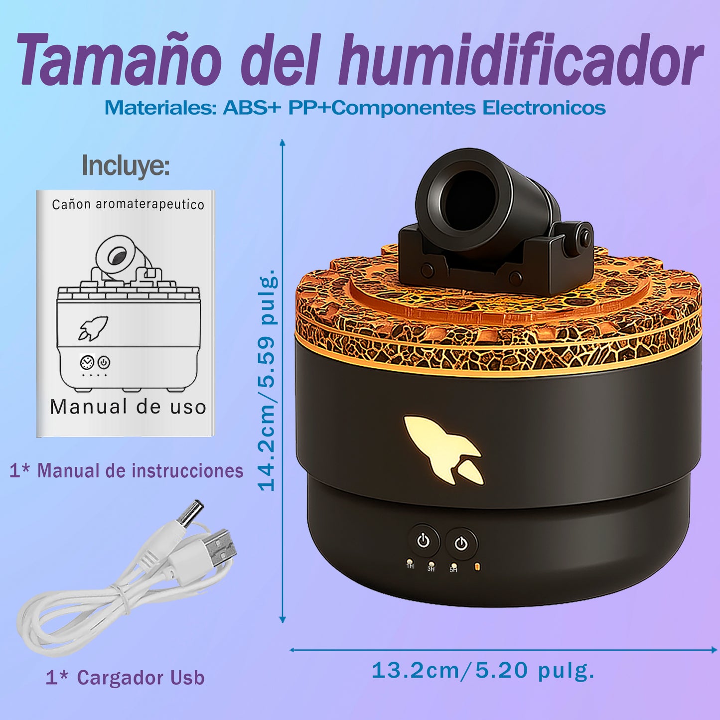 Humidificador cañon de aromaterapia